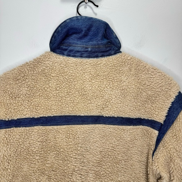 Veronica Beard Potter Cropped Denim-Trim Sherpa Jacket Size Medium - Picture 12 of 15